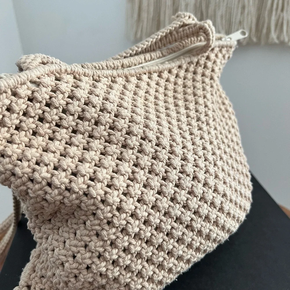 Cappelli Handcrafted Beige Crochet Bag Spring Summer Festival Season